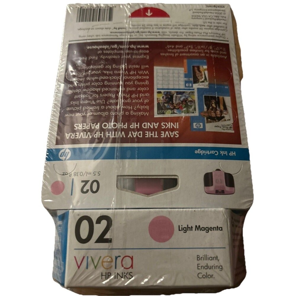Genuine HP Vivera 02 Light Magenta Ink Expired 2006 Sealed In Box LOT OF 4